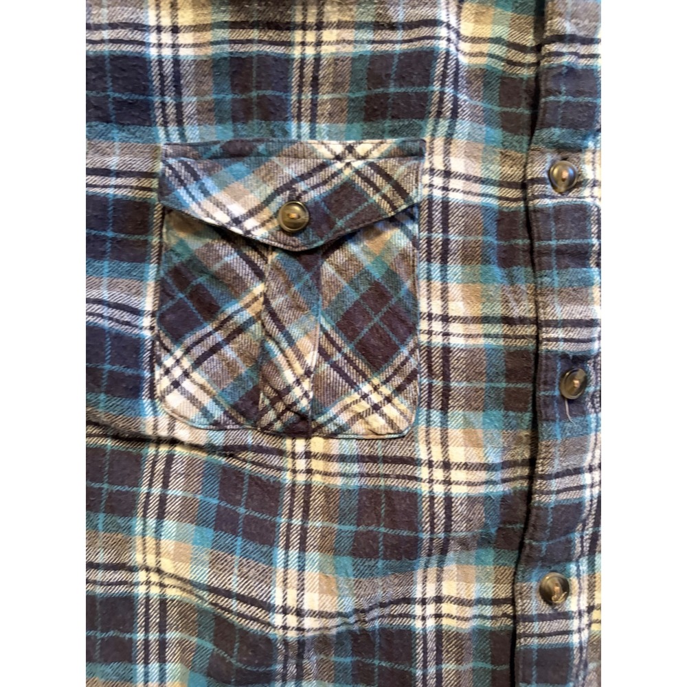 Mossimo Supply Co Mens Blue Plaid Flannel Button Down Shirt Long Sleeve L - Picture 7 of 9